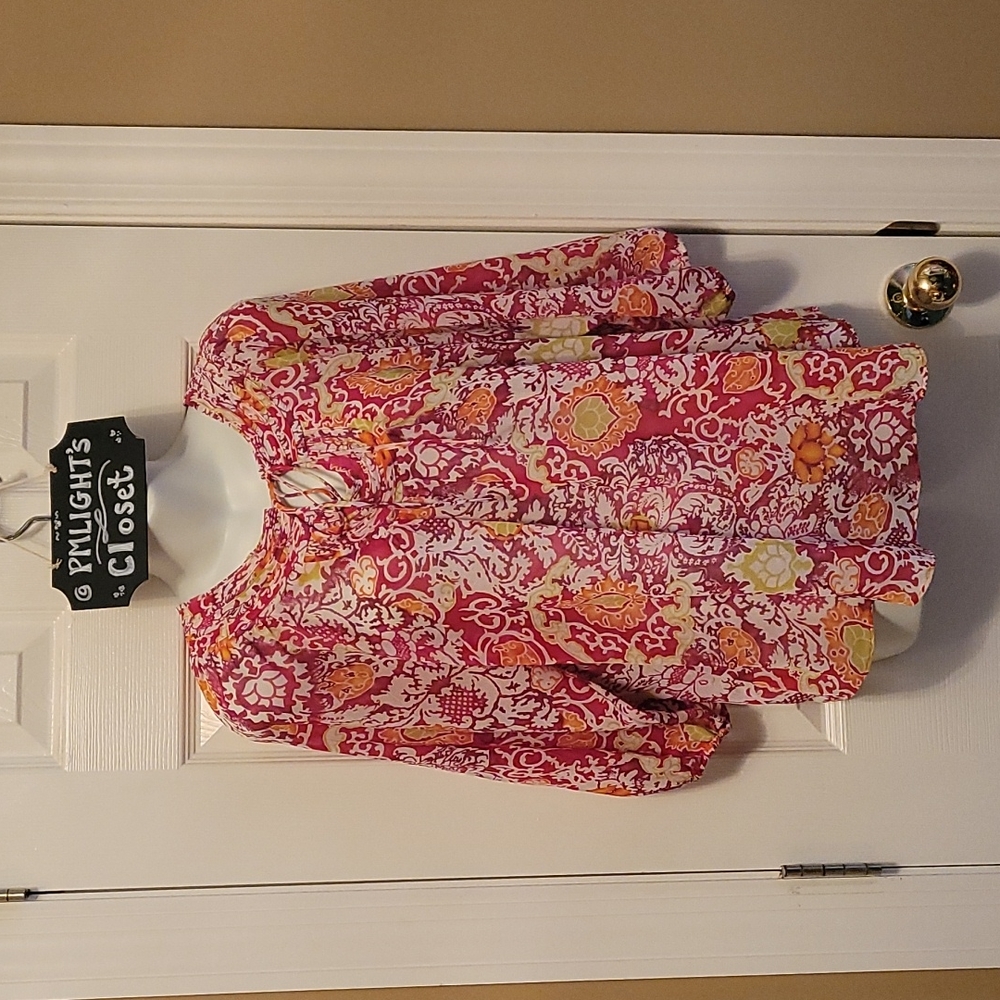 Kim Rogers Petite Large Top Long Sleeve Floral Blouse